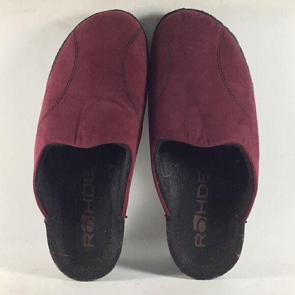 Rohde womens mule clogs suede shoes red black size EU 36 US 5.5 - Picture 5 of 8